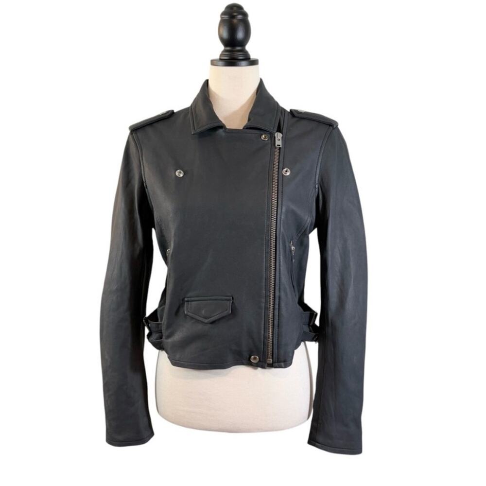NWT IRO Ashville Leather Jacket Anthracite Dark Gray Biker Moto Sz Fr 44 US 12